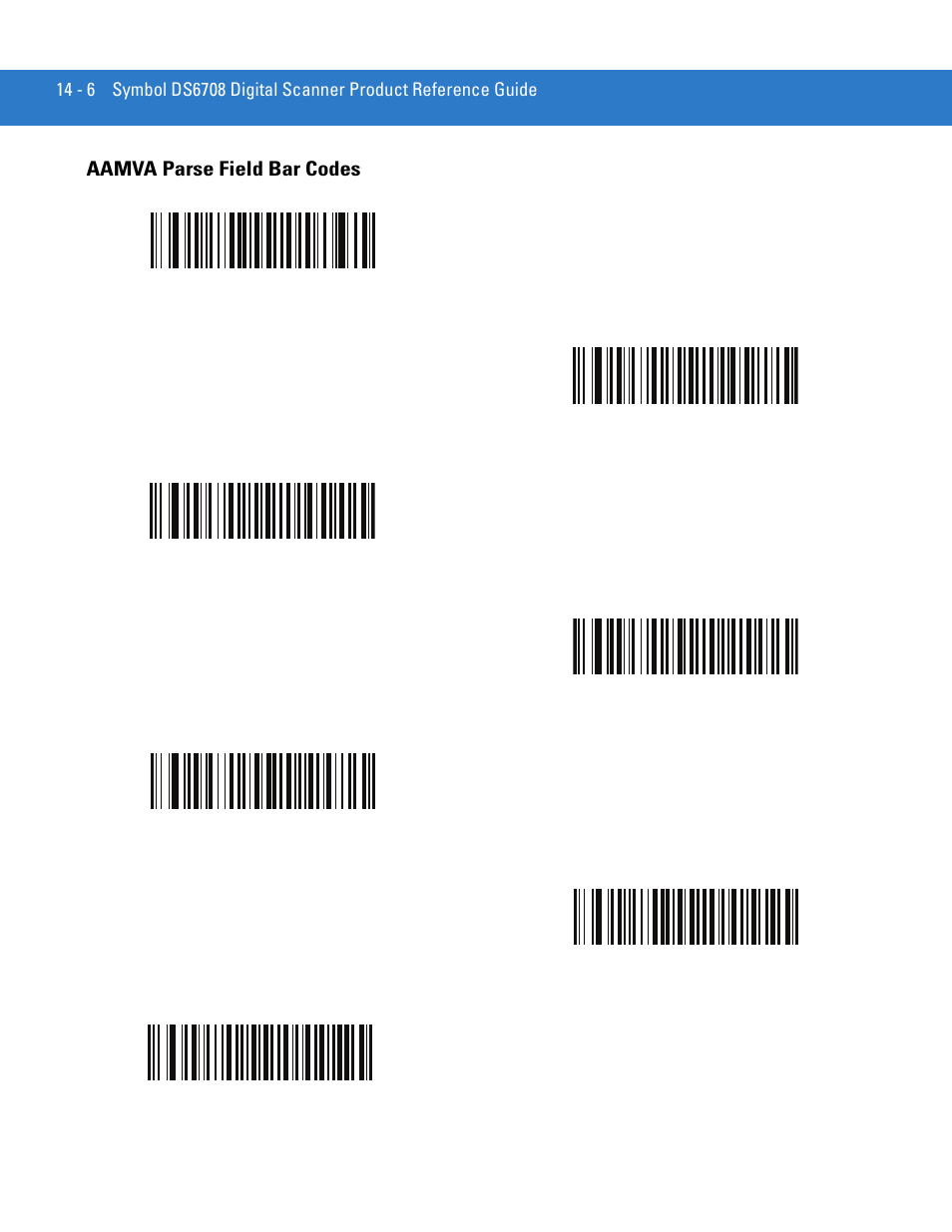 Aamva parse field bar codes, Aamva parse field bar codes -6 | Motorola DIGITAL DS6708 User Manual | Page 264 / 458