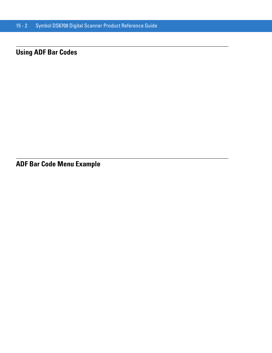 Using adf bar codes, Adf bar code menu example | Motorola DIGITAL DS6708 User Manual | Page 300 / 458