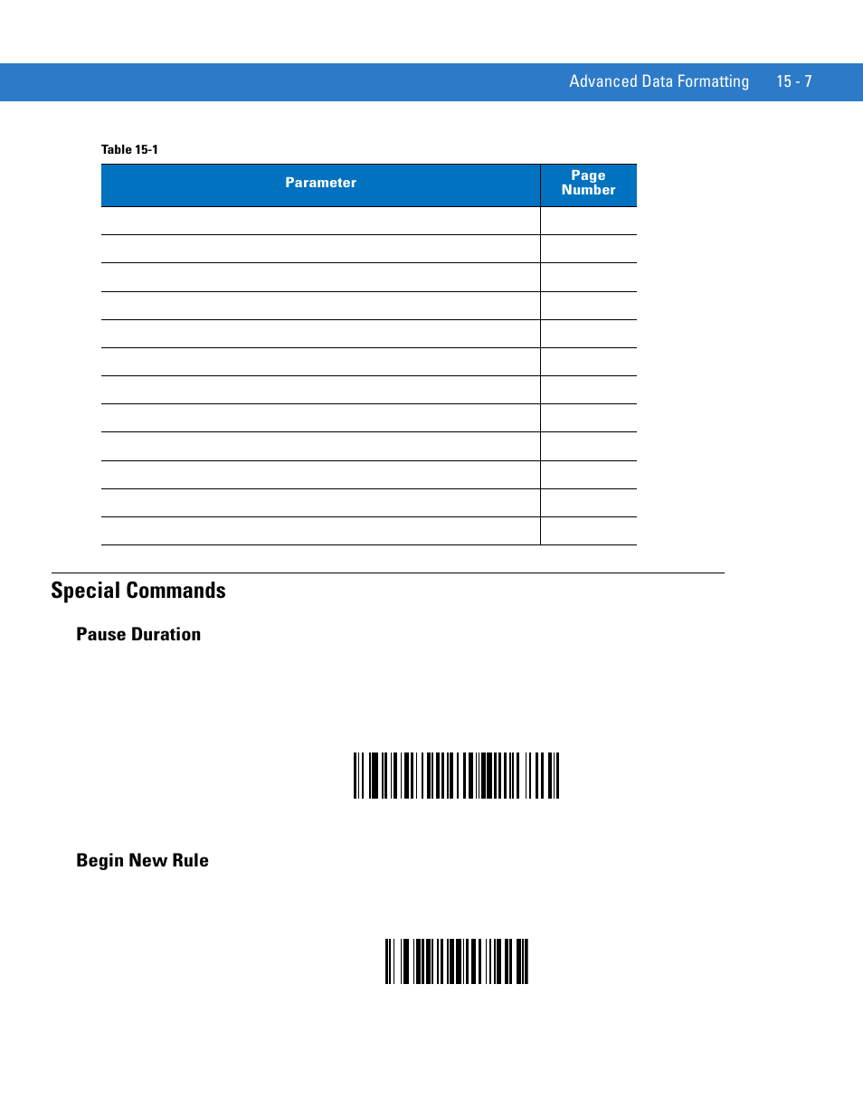 Special commands, Pause duration, Begin new rule | Special commands -7, Pause duration -7 begin new rule -7 | Motorola DIGITAL DS6708 User Manual | Page 305 / 458