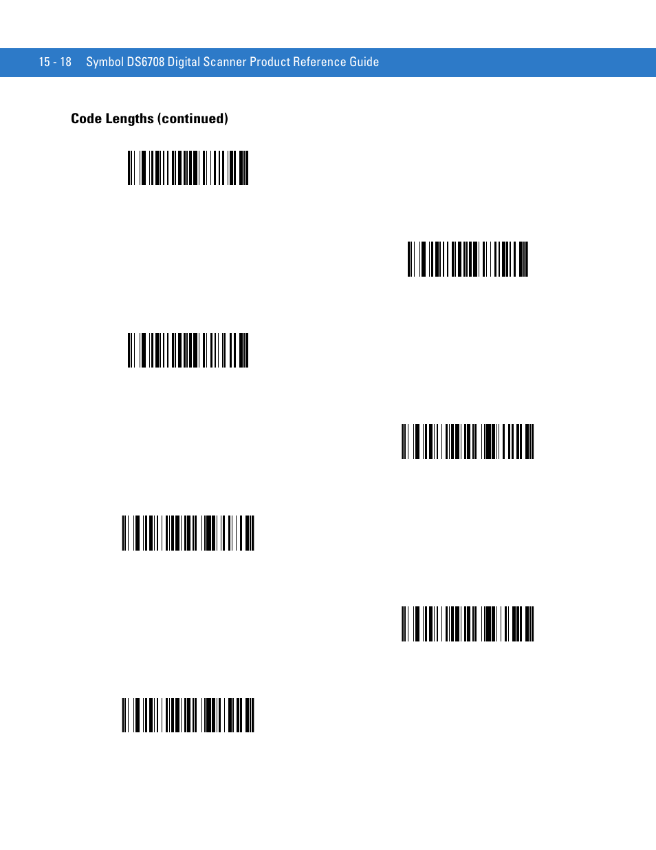 7 characters, 13 characters, Code lengths (continued) | Motorola DIGITAL DS6708 User Manual | Page 316 / 458