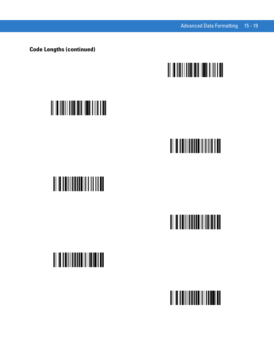 14 characters, 20 characters, Code lengths (continued) | Motorola DIGITAL DS6708 User Manual | Page 317 / 458