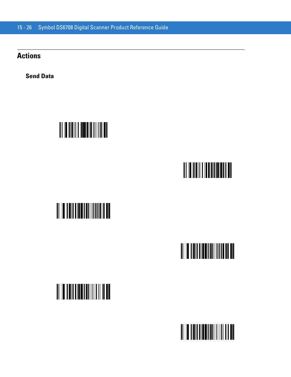 Actions, Send data, Actions -26 | Send data -26, Send data up to character, Send next character, Send all data that remains, Send next 2 characters | Motorola DIGITAL DS6708 User Manual | Page 324 / 458