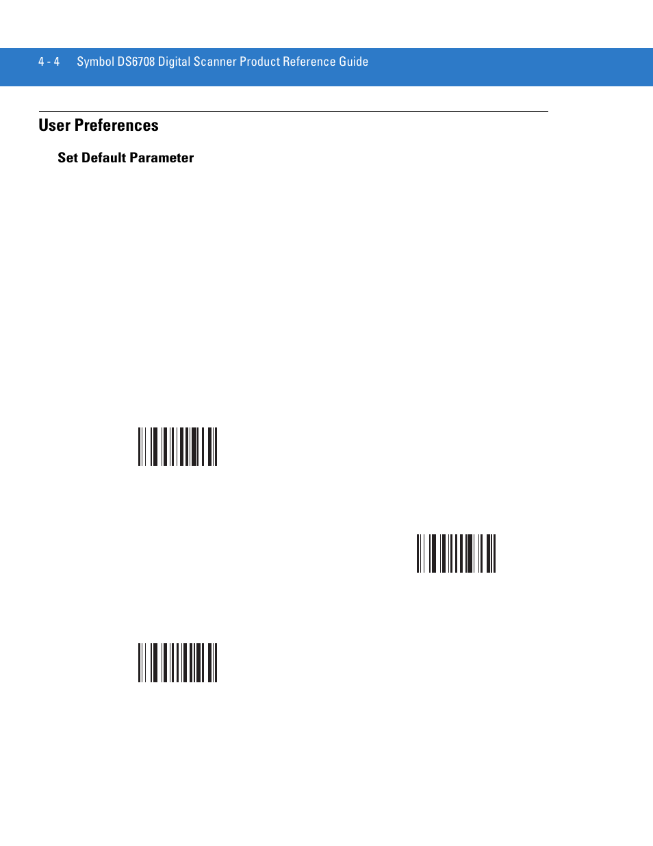 User preferences, Set default parameter, User preferences -4 | Set default parameter -4 | Motorola DIGITAL DS6708 User Manual | Page 50 / 458