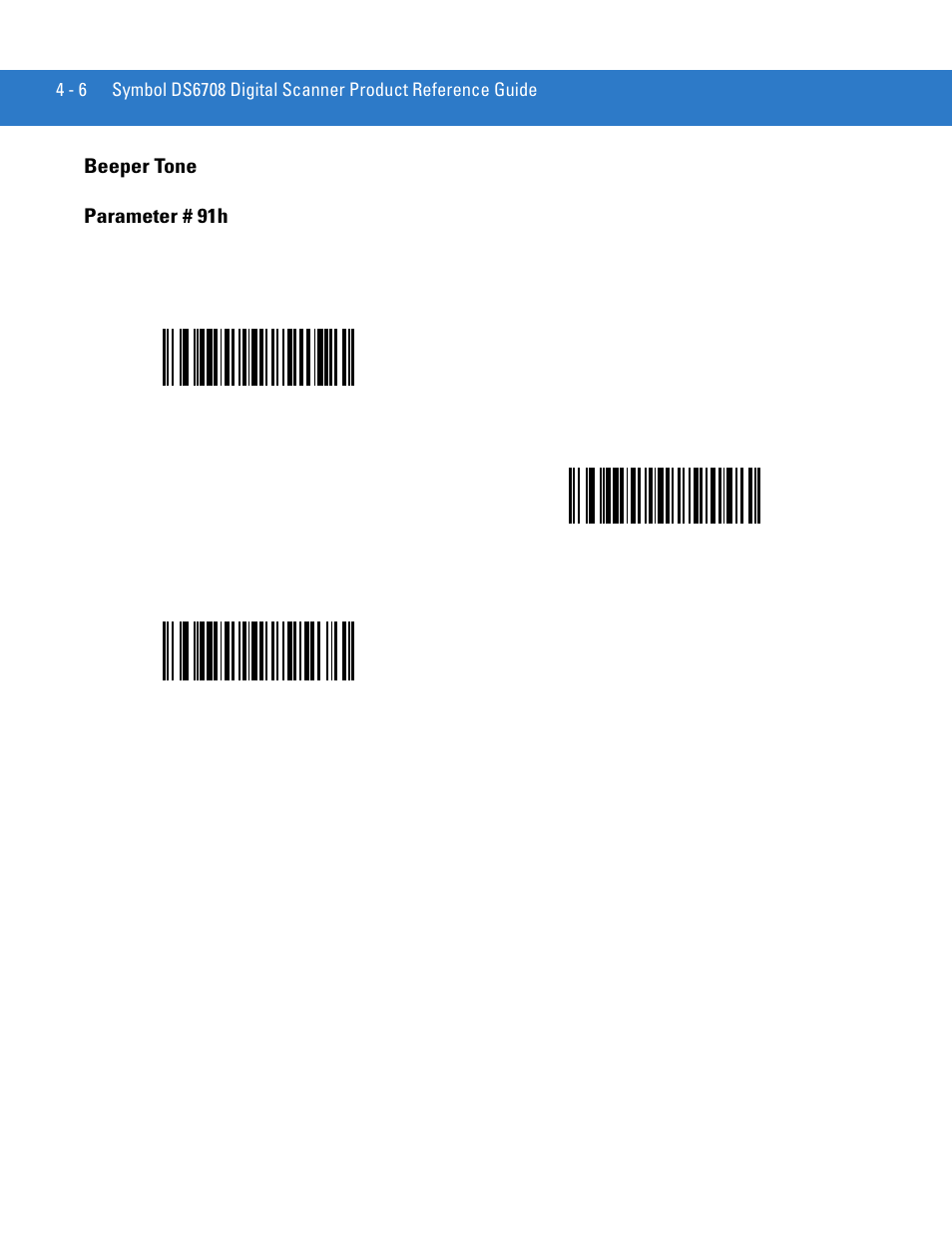 Beeper tone, Beeper tone -6, Beeper tone parameter # 91h | Motorola DIGITAL DS6708 User Manual | Page 52 / 458