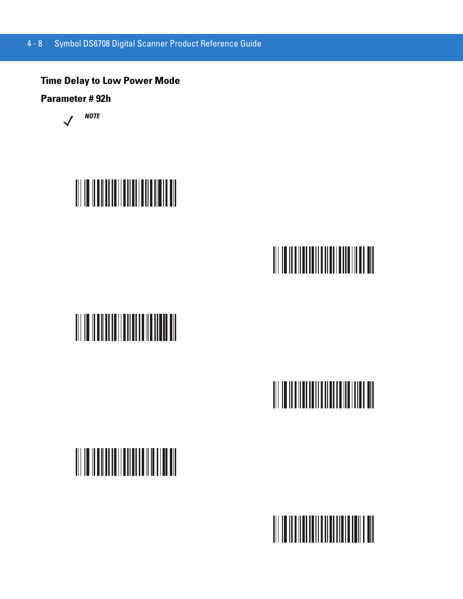 Time delay to low power mode, Time delay to low power mode -8, Time delay to low power mode parameter # 92h | Motorola DIGITAL DS6708 User Manual | Page 54 / 458