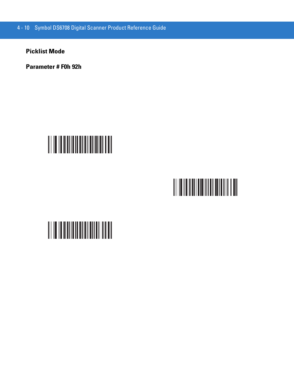 Picklist mode, Picklist mode -10, Picklist mode parameter # f0h 92h | Motorola DIGITAL DS6708 User Manual | Page 56 / 458