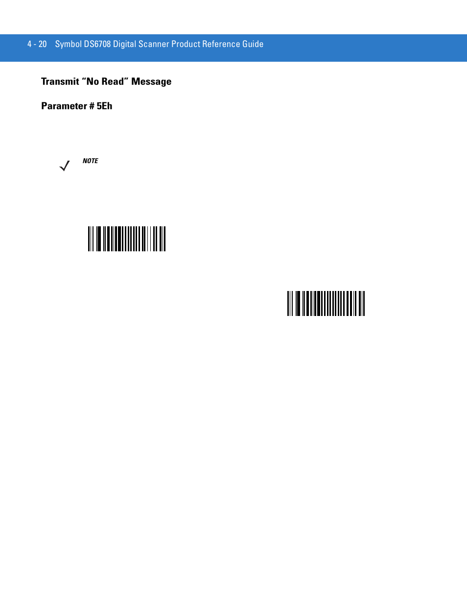 Transmit “no read” message, Transmit “no read” message -20, Transmit “no read | Transmit “no read” message parameter # 5eh | Motorola DIGITAL DS6708 User Manual | Page 66 / 458