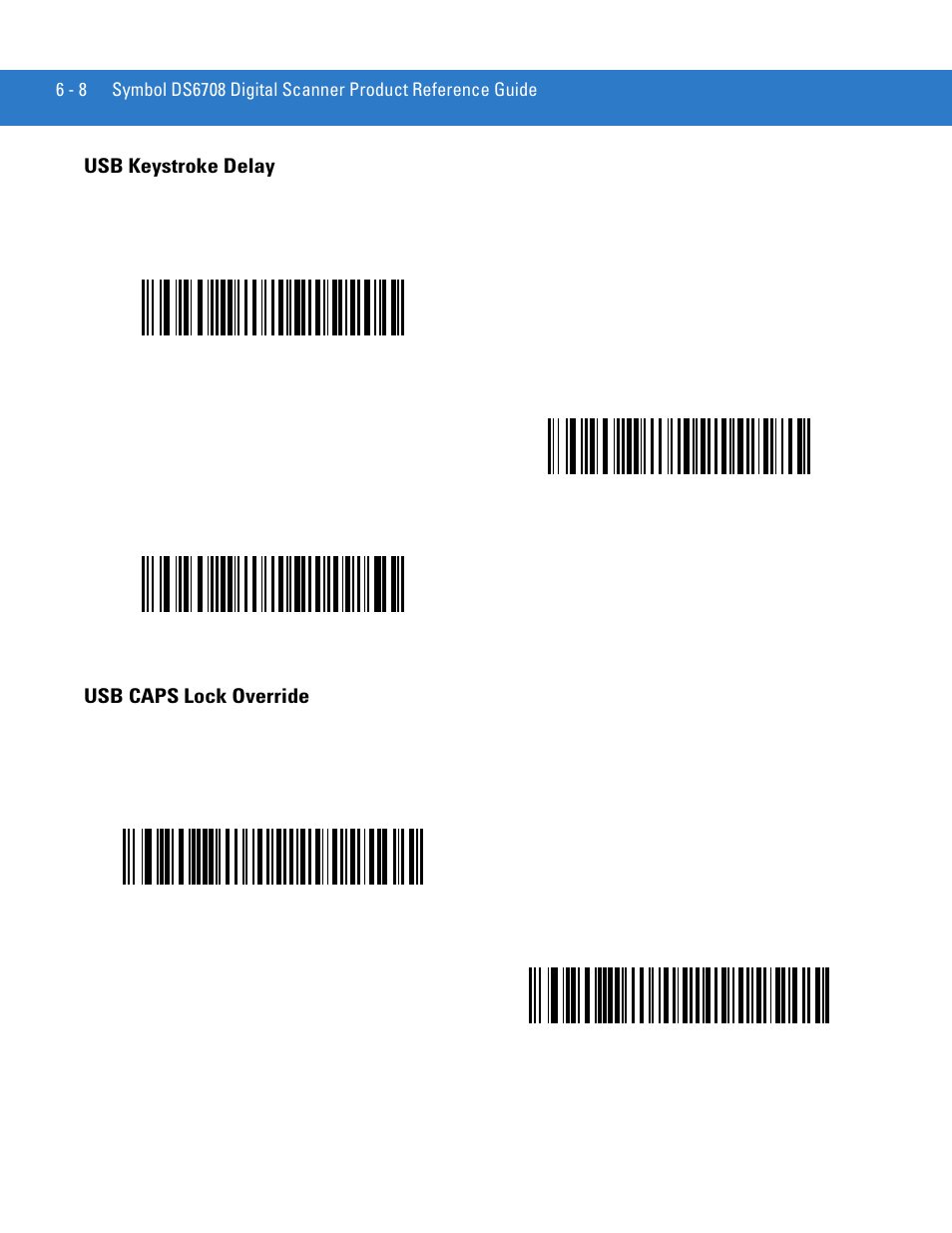 Usb keystroke delay, Usb caps lock override, Usb keystroke delay -8 usb caps lock override -8 | Motorola DIGITAL DS6708 User Manual | Page 82 / 458