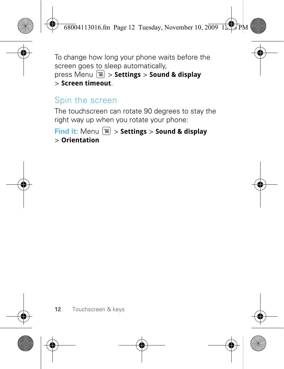 Spin the screen | Motorola 68004113016 User Manual | Page 14 / 68
