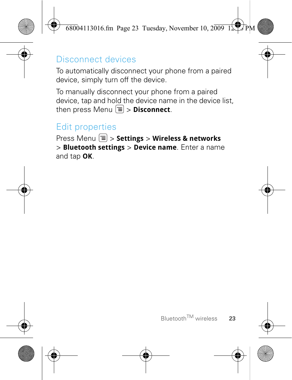 Disconnect devices, Edit properties | Motorola 68004113016 User Manual | Page 25 / 68