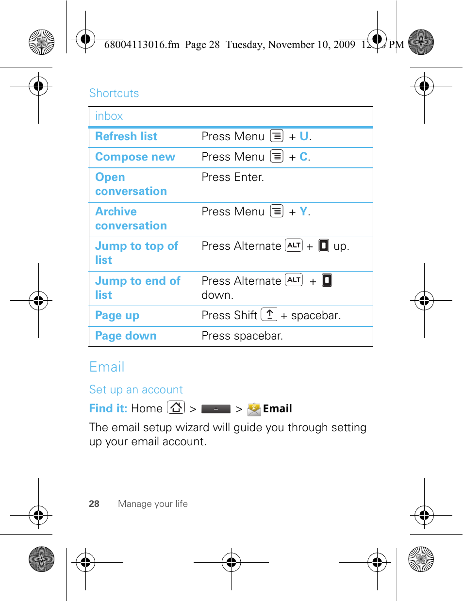 Email | Motorola 68004113016 User Manual | Page 30 / 68