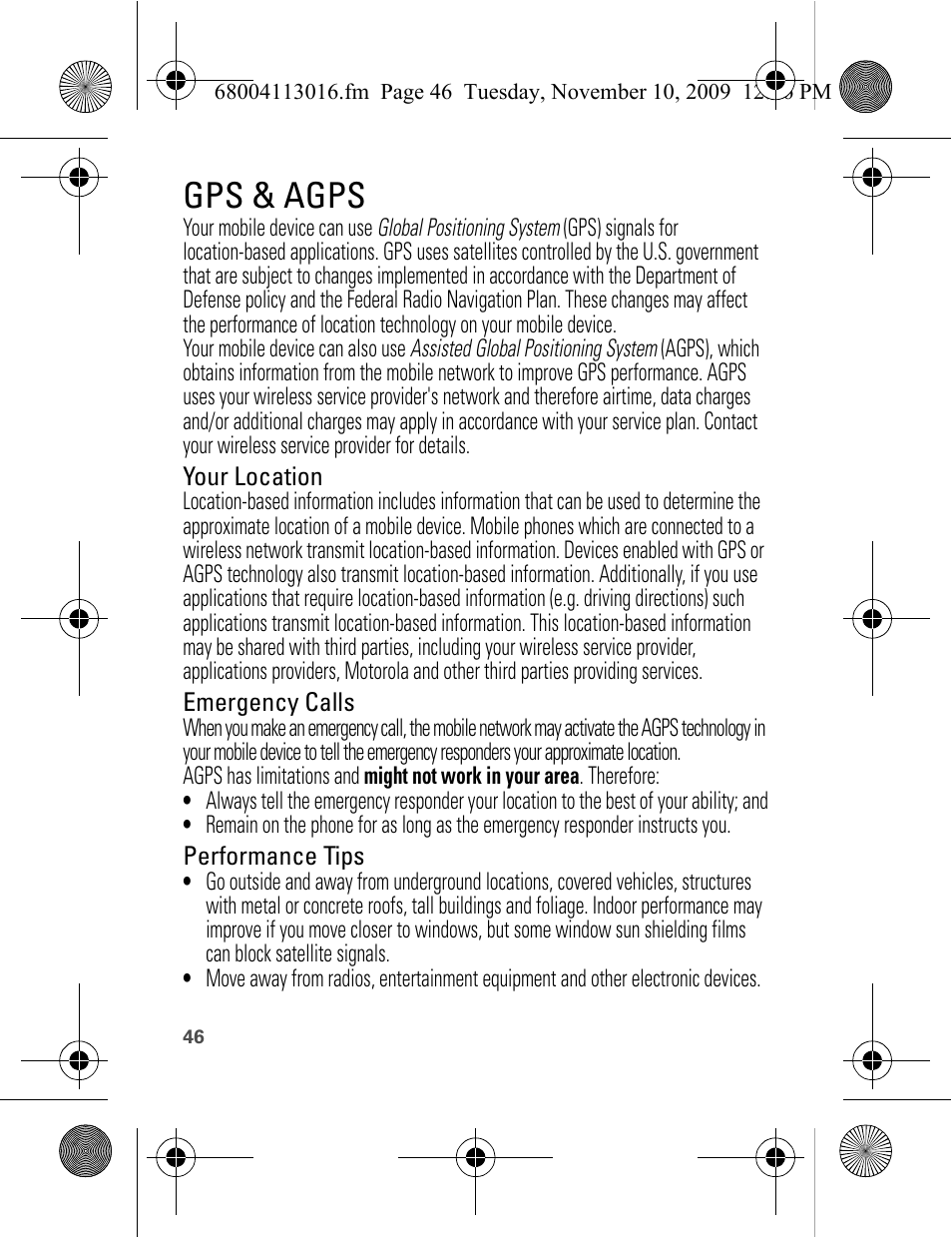 Gps & agps | Motorola 68004113016 User Manual | Page 48 / 68