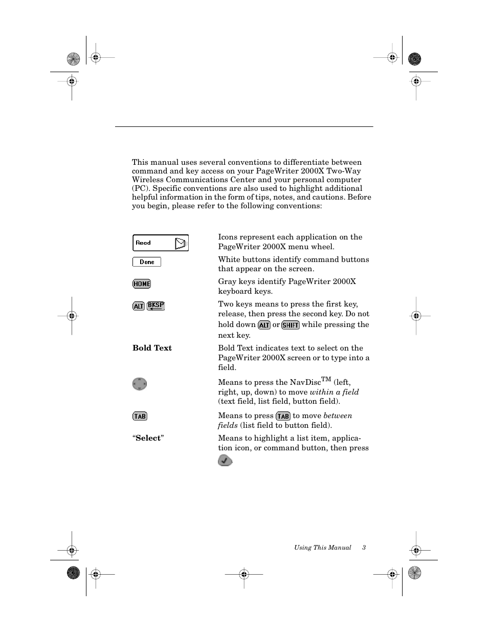 Using this manual, Conventions | Motorola PageWriter 2000X User Manual | Page 10 / 99