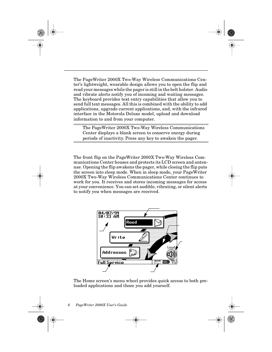 The flip, The home screen, The flip the home screen | How your pagewriter 2000x pager works | Motorola PageWriter 2000X User Manual | Page 13 / 99