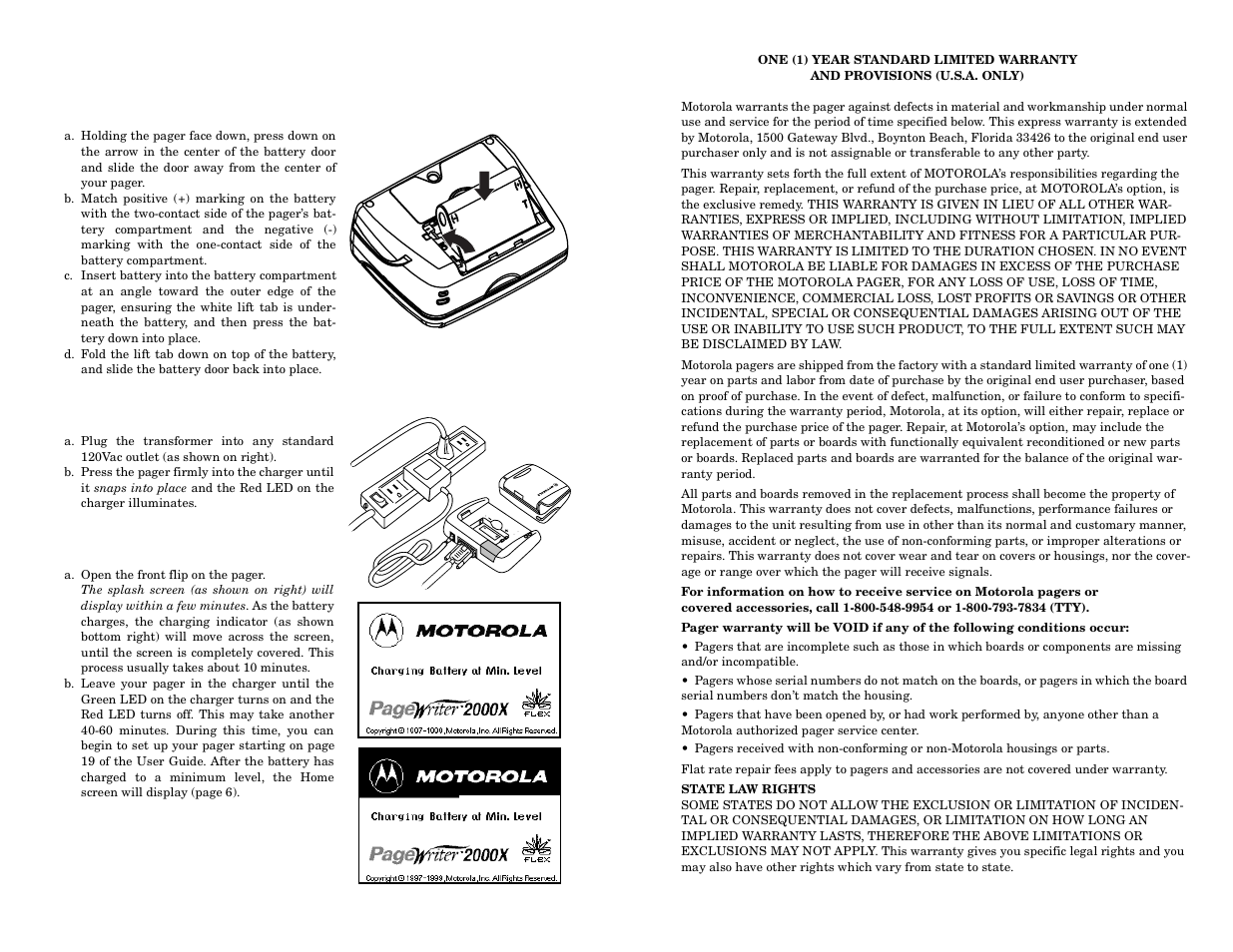 Quick start guide | Motorola PageWriter 2000X User Manual | Page 3 / 99