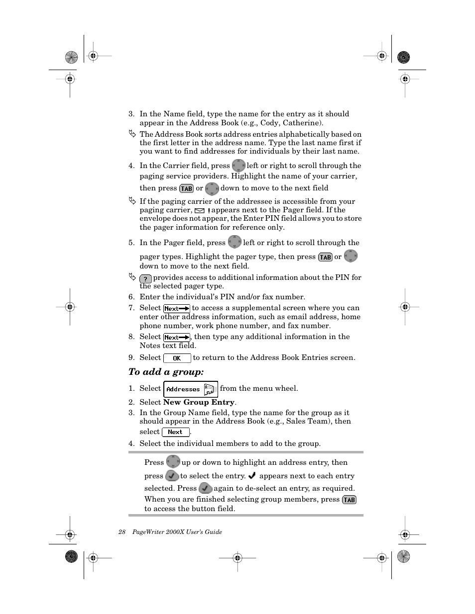 To add a group | Motorola PageWriter 2000X User Manual | Page 35 / 99