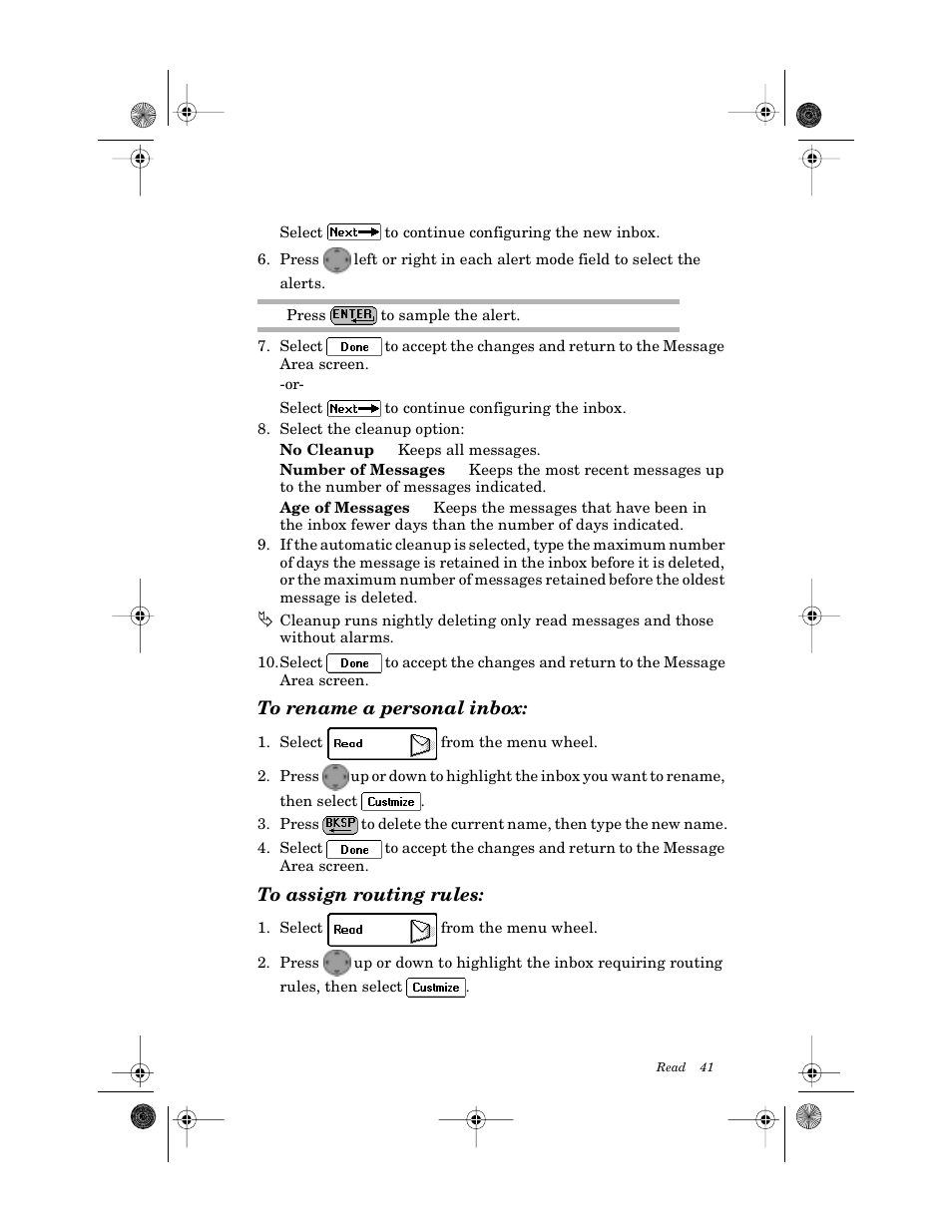 To rename a personal inbox, To assign routing rules | Motorola PageWriter 2000X User Manual | Page 48 / 99