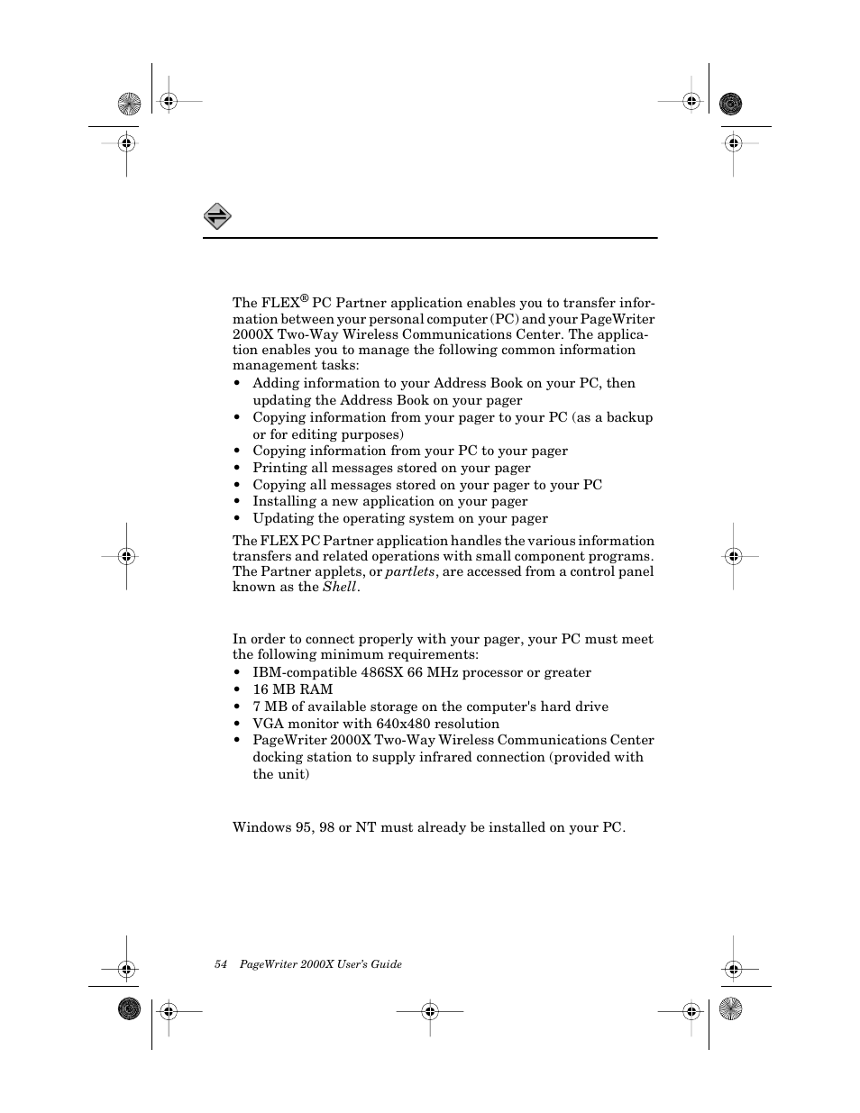 Flex pc partner, Introducing flex pc partner, Pc hardware requirements | Pc software requirements | Motorola PageWriter 2000X User Manual | Page 61 / 99