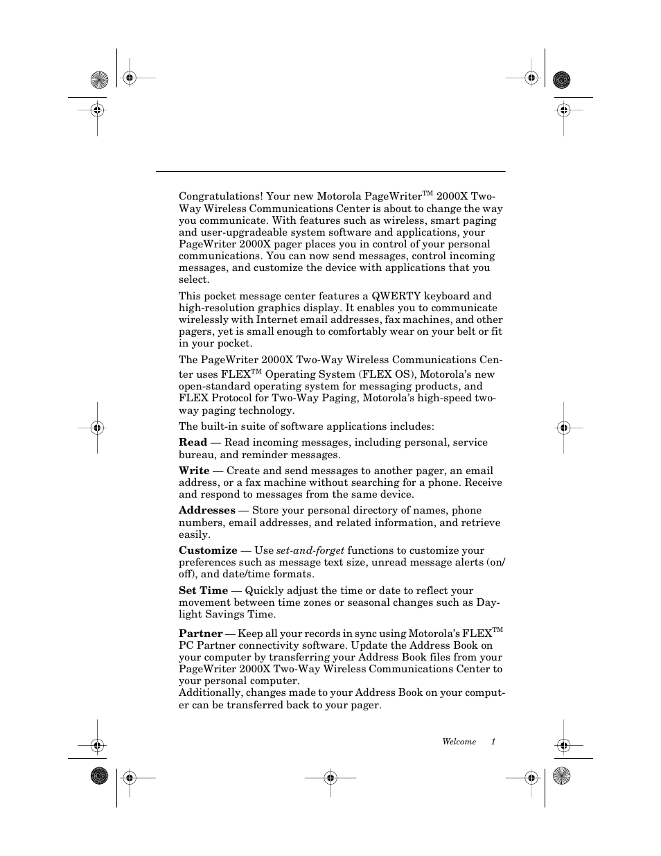 Welcome | Motorola PageWriter 2000X User Manual | Page 8 / 99