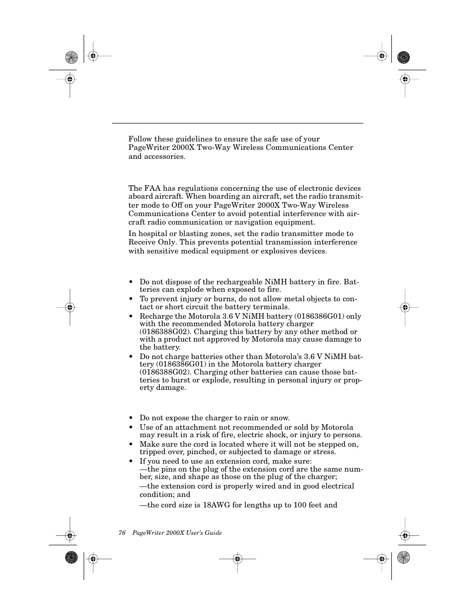 General safety instructions, Battery safety, Battery charger safety | Motorola PageWriter 2000X User Manual | Page 83 / 99