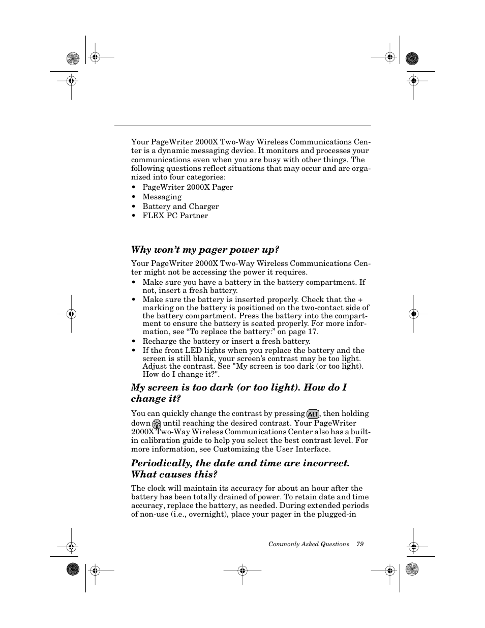 Commonly asked questions | Motorola PageWriter 2000X User Manual | Page 86 / 99