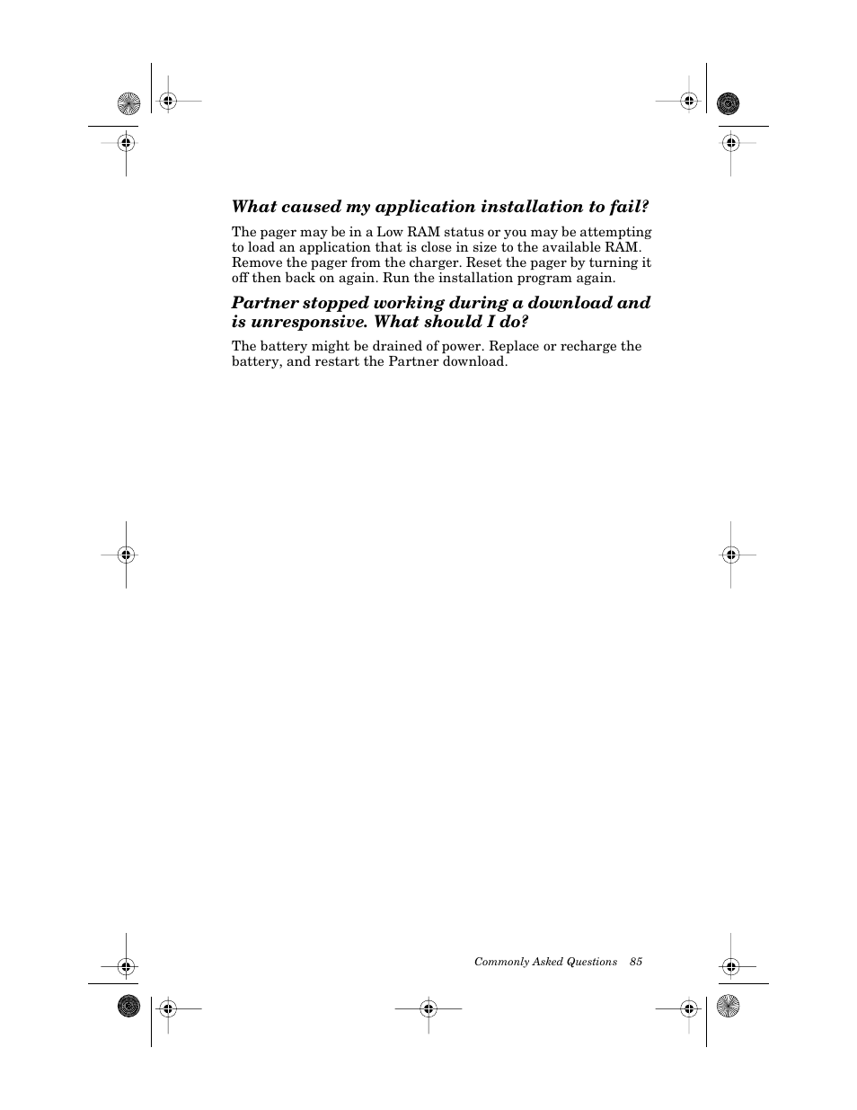 What caused my application installation to fail | Motorola PageWriter 2000X User Manual | Page 92 / 99