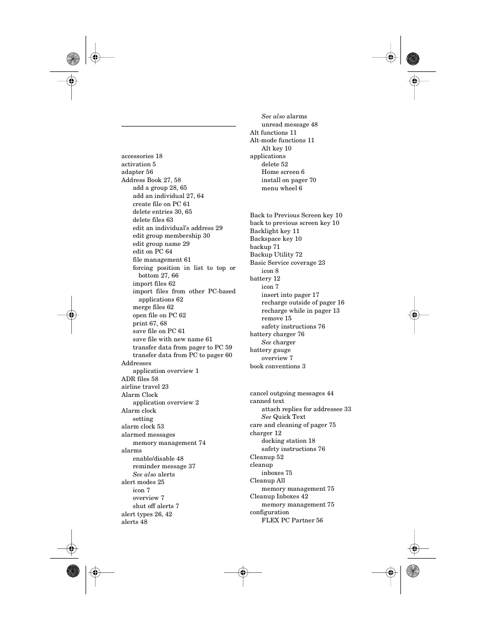 Index | Motorola PageWriter 2000X User Manual | Page 94 / 99