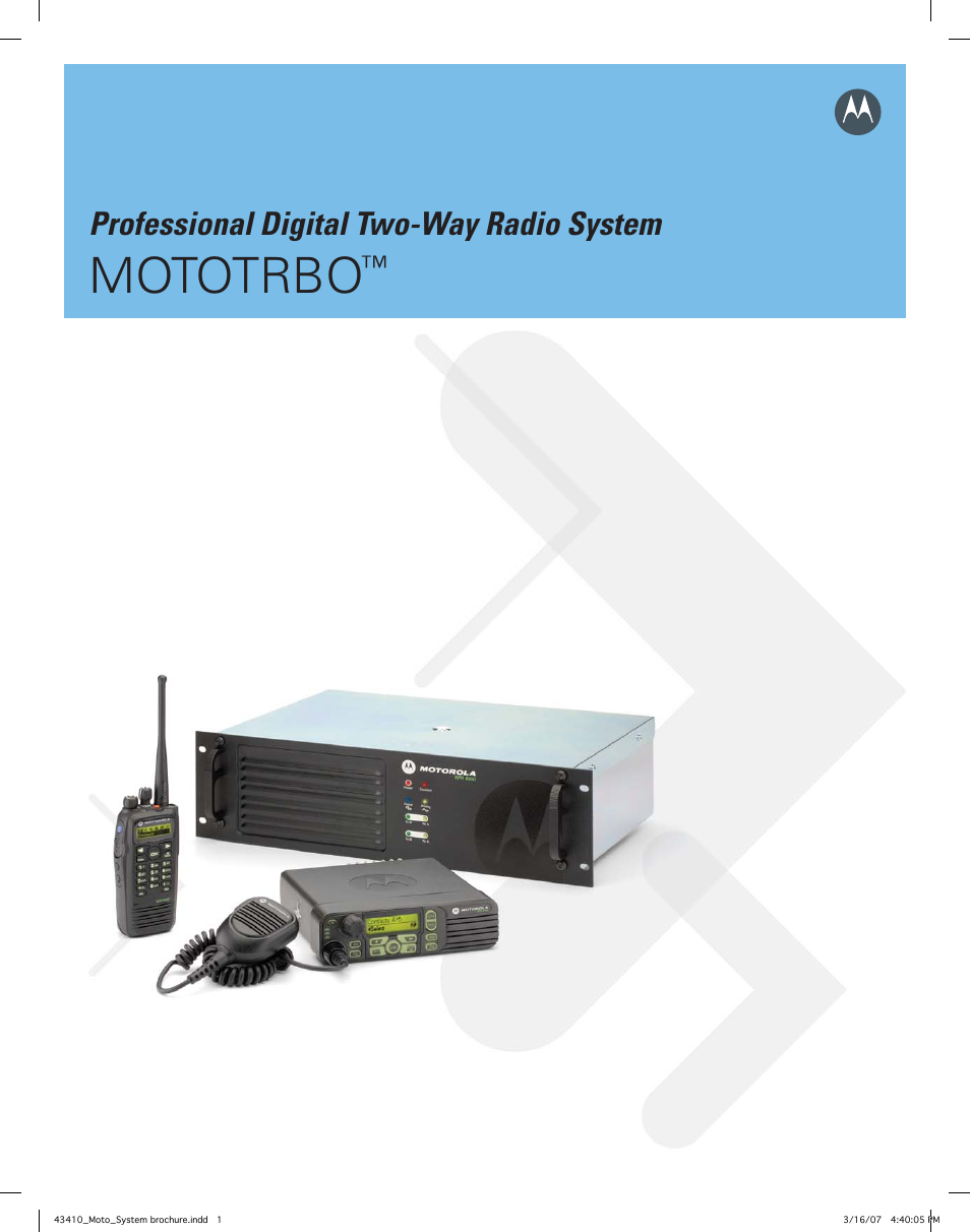 Motorola MOTOTRBO Professional Digital Two-Way Radio System User Manual | 20 pages