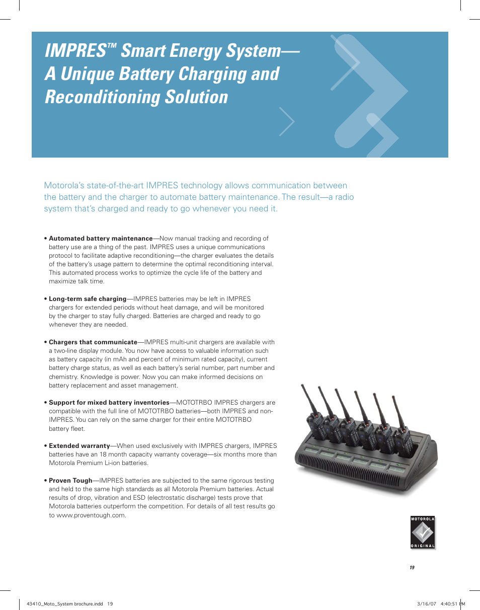 Impres | Motorola MOTOTRBO Professional Digital Two-Way Radio System User Manual | Page 19 / 20
