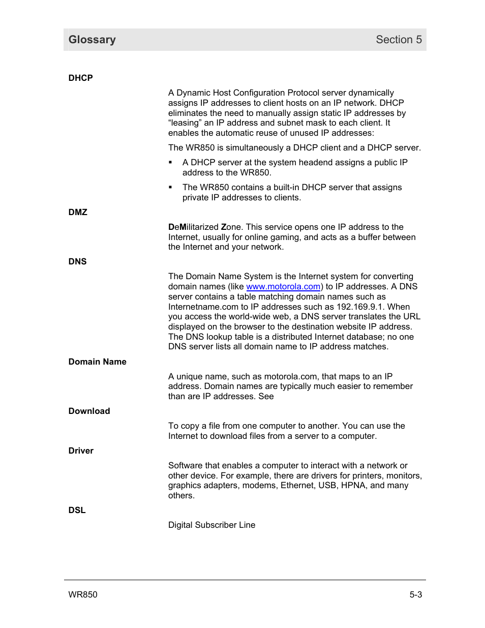 Motorola WR850GP User Manual | Page 113 / 123