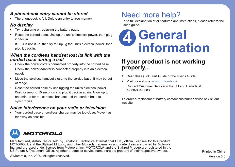 General information, Need more help | Motorola L402C User Manual | Page 8 / 8