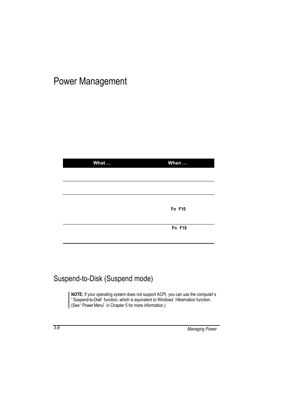 Power management, Suspend-to-disk (suspend mode) | Motorola L3392 User Manual | Page 66 / 134