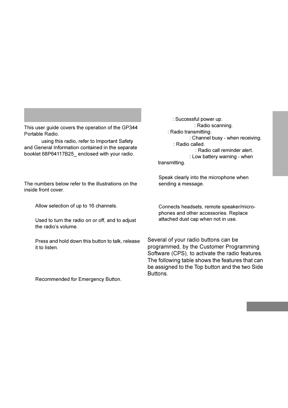 Radio overview | Motorola GP344 User Manual | Page 5 / 26