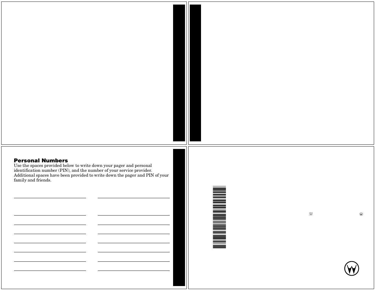 Personal numbers, Fcc/wa rrant y, Personal num bers | Motorola Timeport P730 User Manual | Page 14 / 15