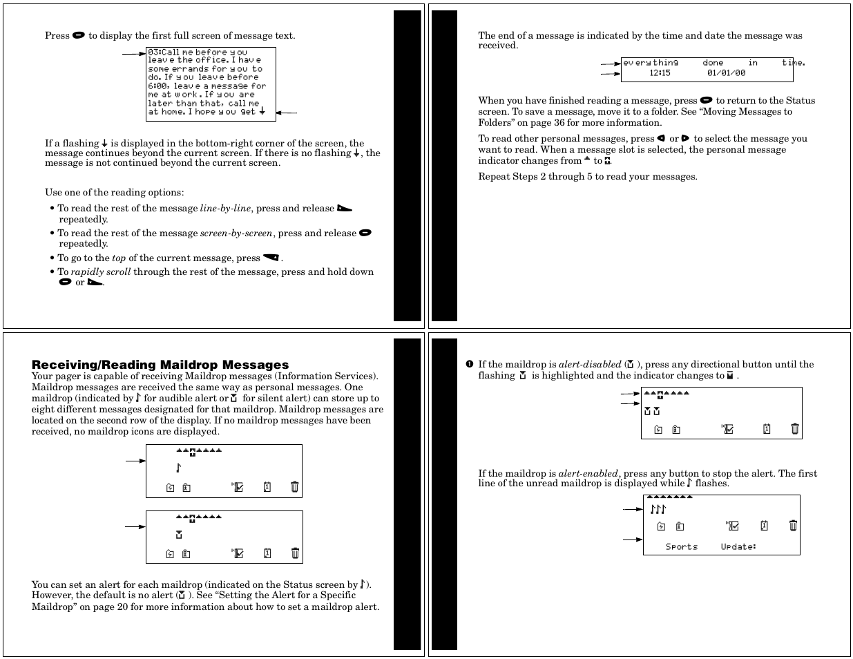 Maildrop messages, Receiving/ reading maildrop messages | Motorola Timeport P730 User Manual | Page 5 / 15