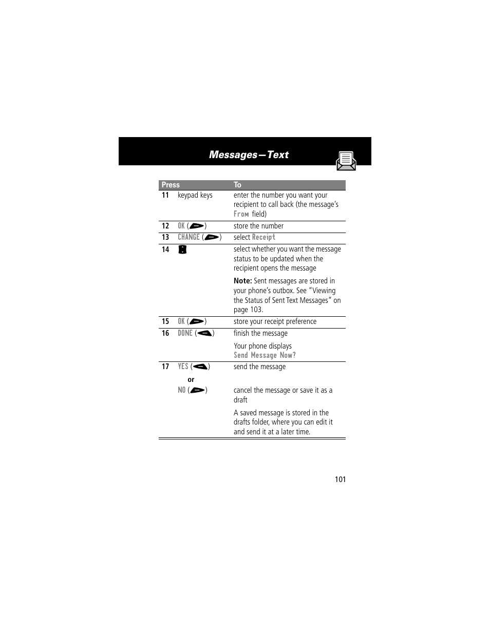 Messages—text | Motorola 60t User Manual | Page 103 / 192