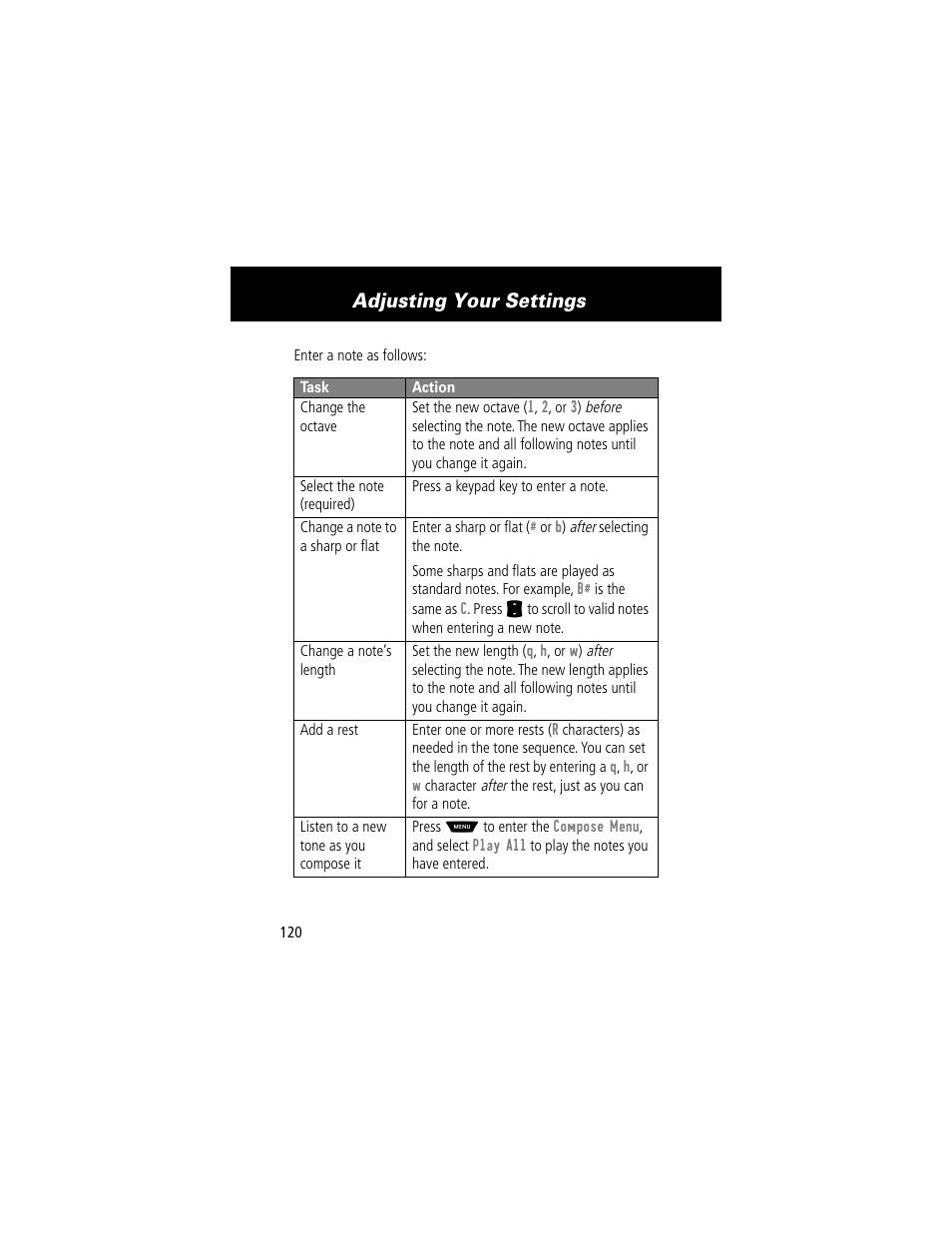 Adjusting your settings | Motorola 60t User Manual | Page 122 / 192