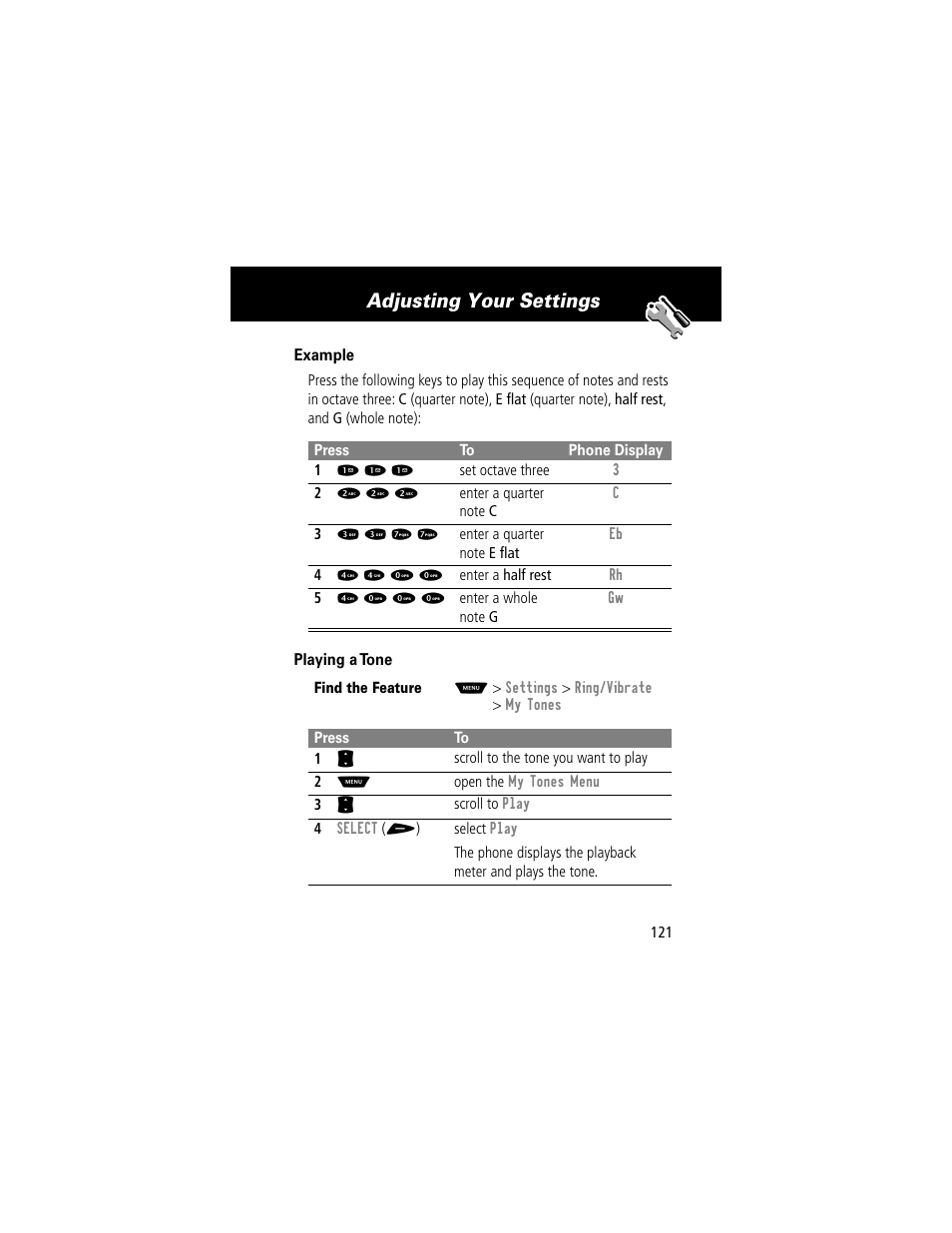 Adjusting your settings | Motorola 60t User Manual | Page 123 / 192