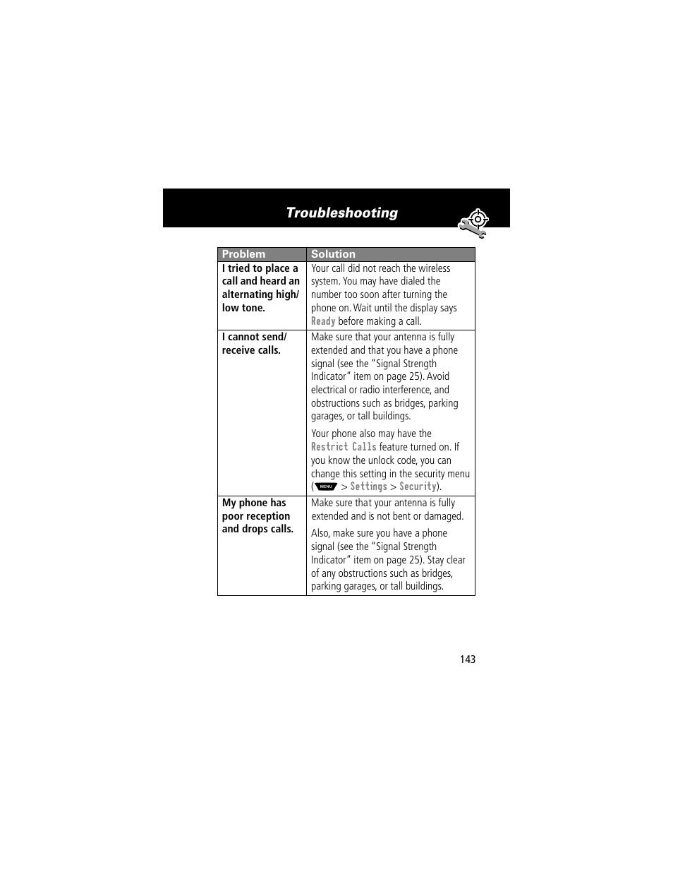 Troubleshooting | Motorola 60t User Manual | Page 145 / 192