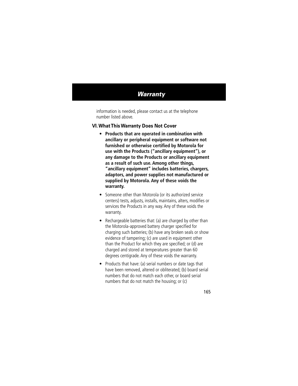 Warranty | Motorola 60t User Manual | Page 167 / 192
