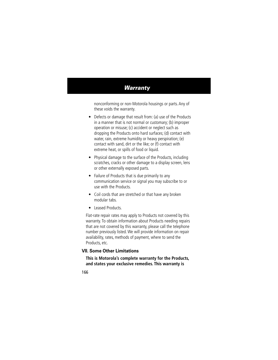 Warranty | Motorola 60t User Manual | Page 168 / 192