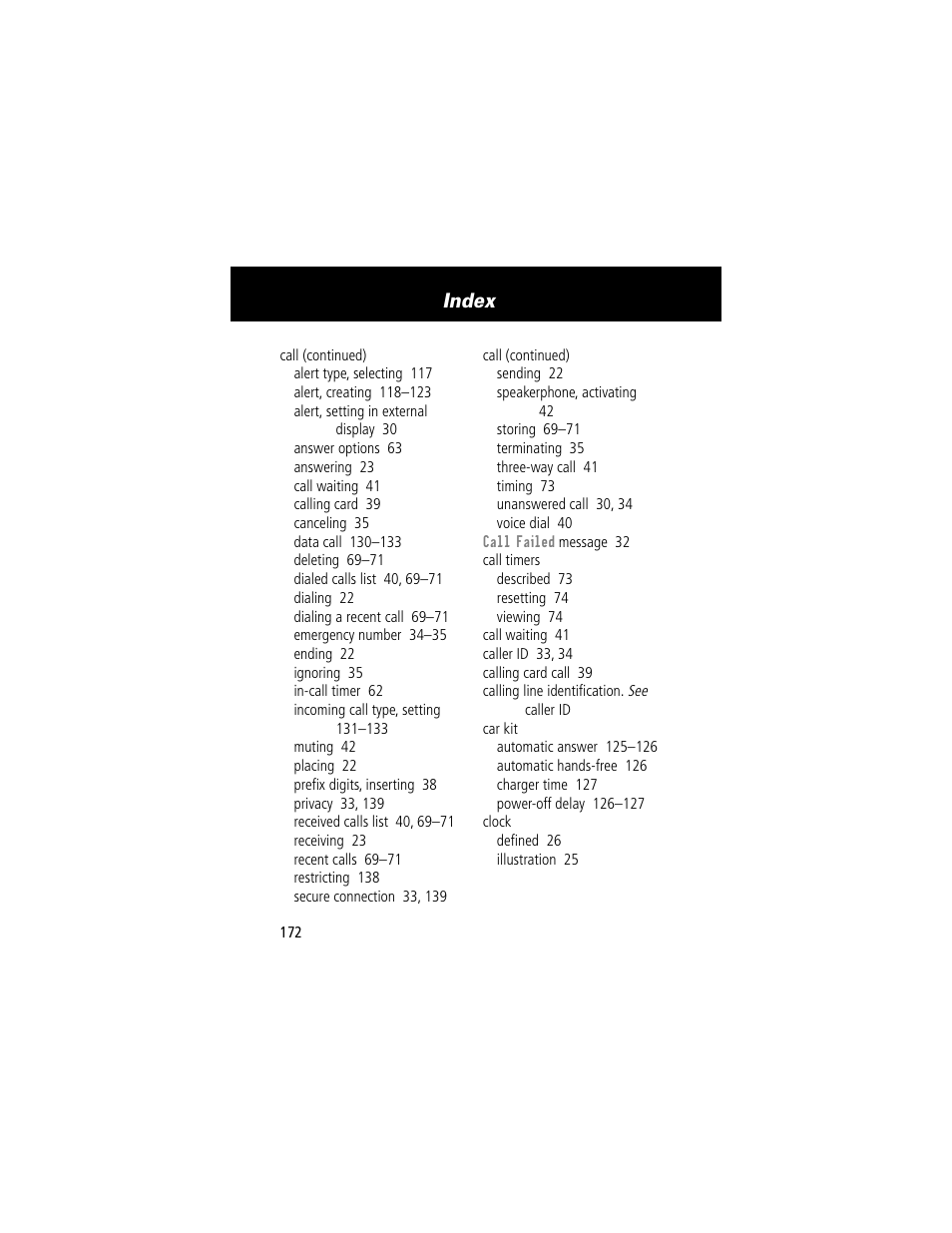 Index | Motorola 60t User Manual | Page 174 / 192