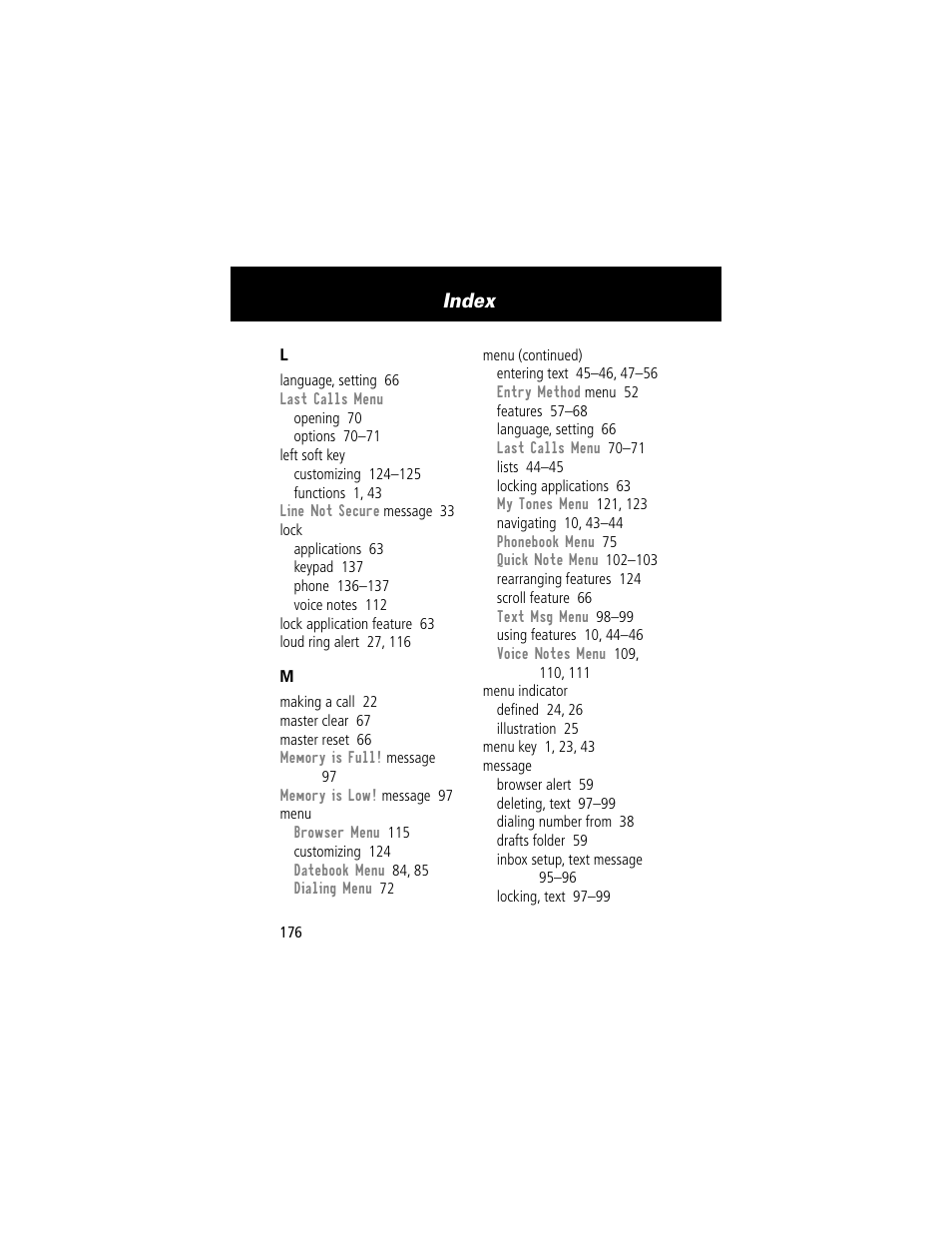 Index | Motorola 60t User Manual | Page 178 / 192