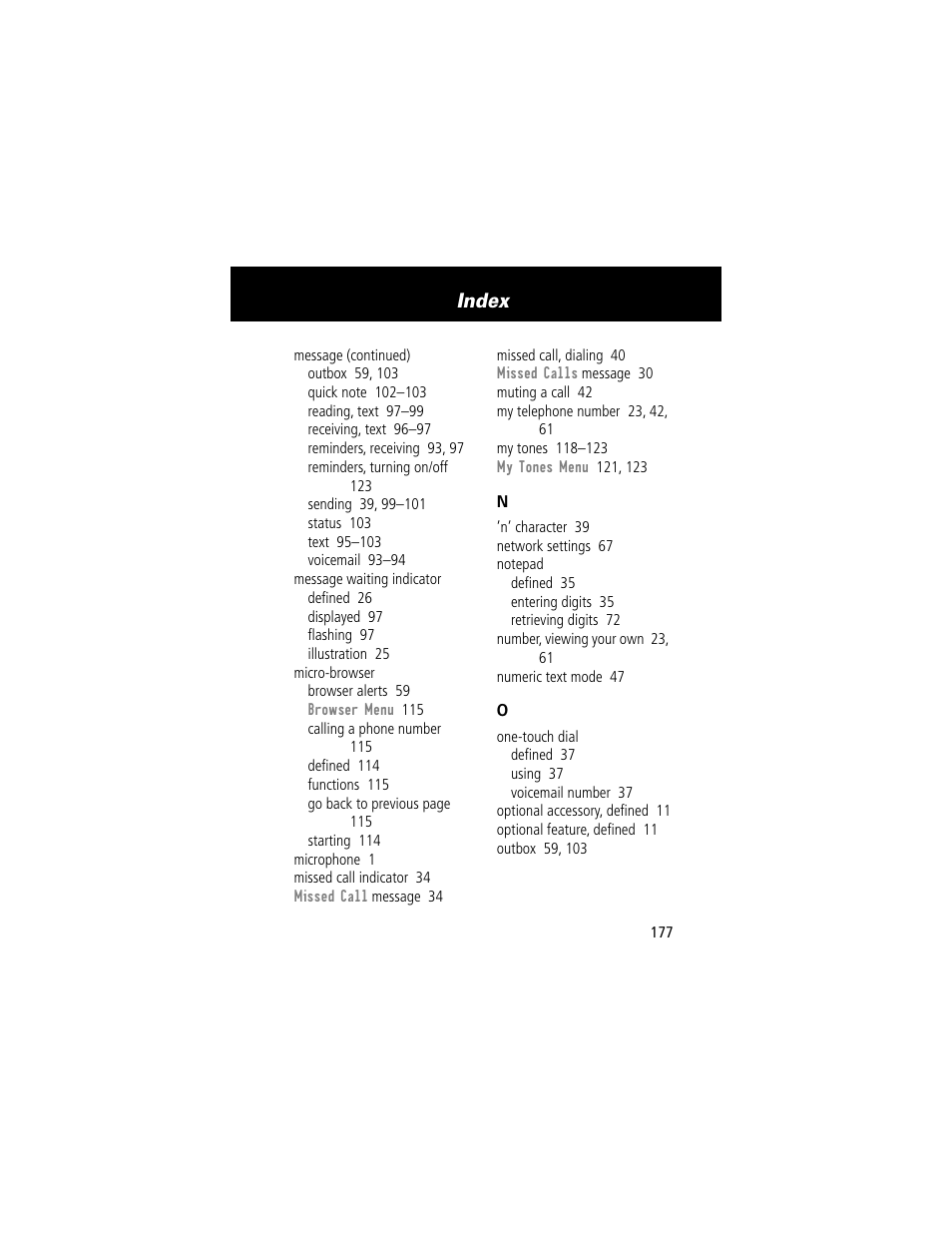 Index | Motorola 60t User Manual | Page 179 / 192