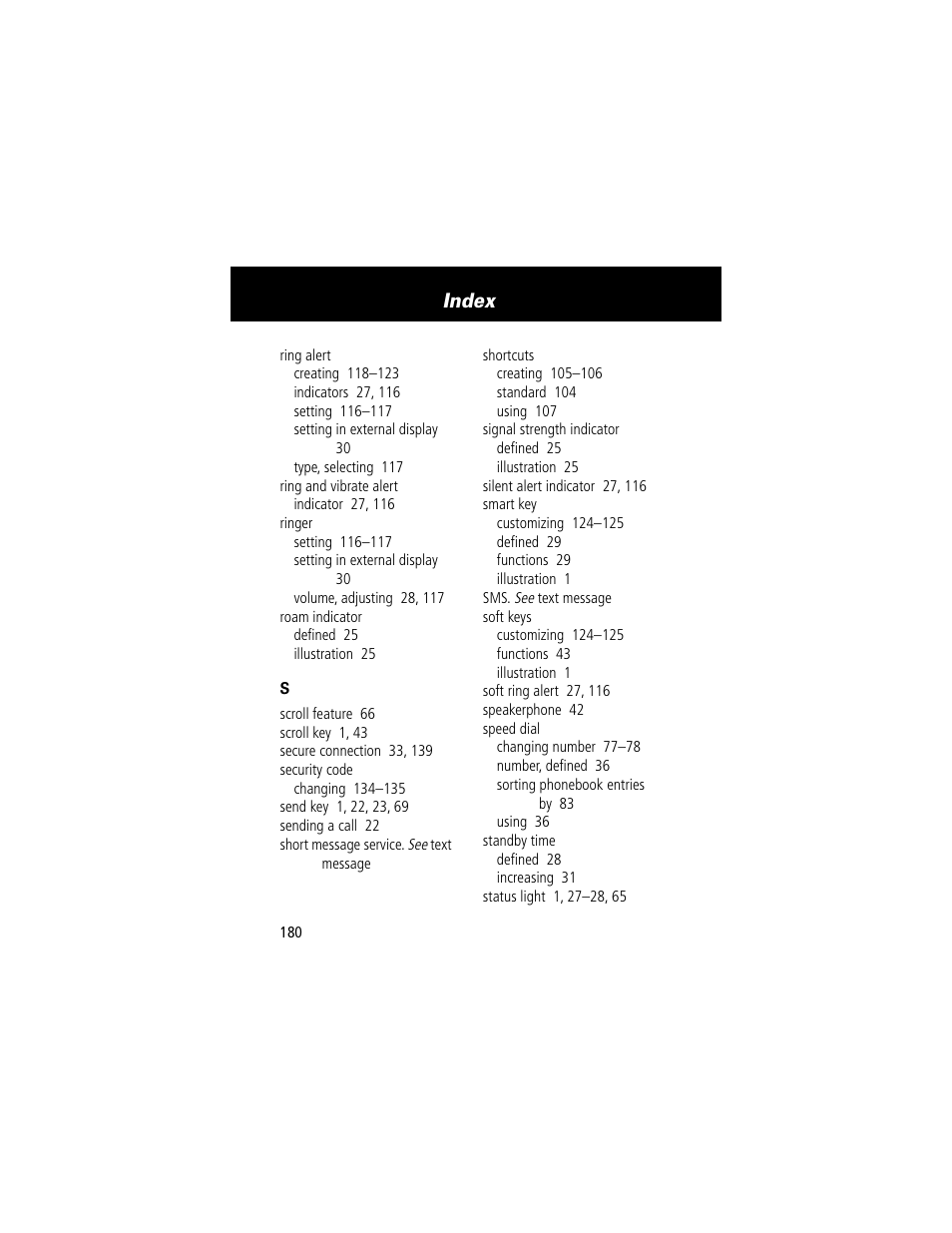 Index | Motorola 60t User Manual | Page 182 / 192