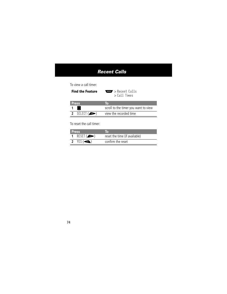 Recent calls | Motorola 60t User Manual | Page 76 / 192