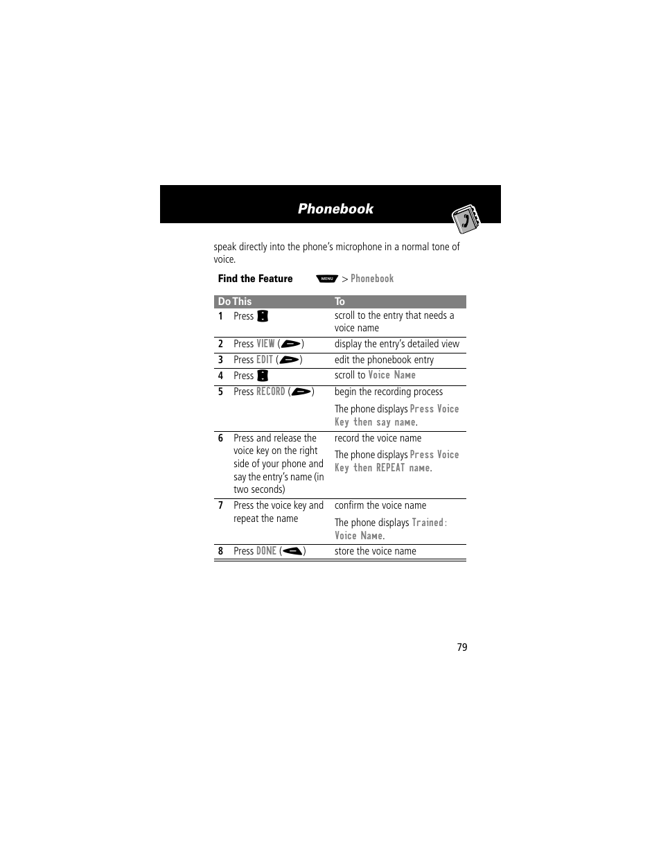 Phonebook | Motorola 60t User Manual | Page 81 / 192