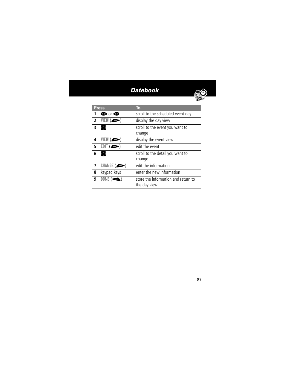 Datebook | Motorola 60t User Manual | Page 89 / 192