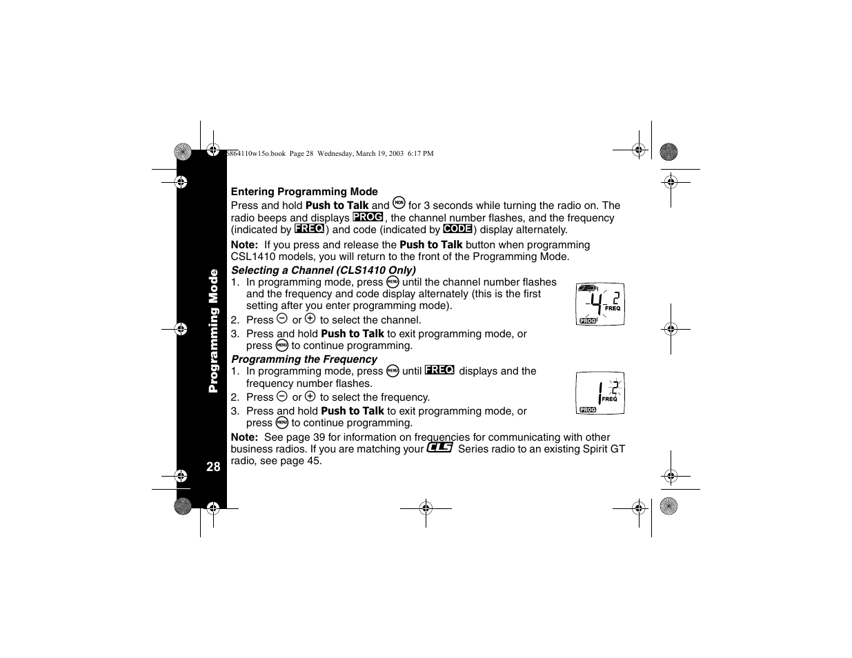 Entering programming mode | Motorola CLS SERIES CLS1410 User Manual | Page 30 / 60