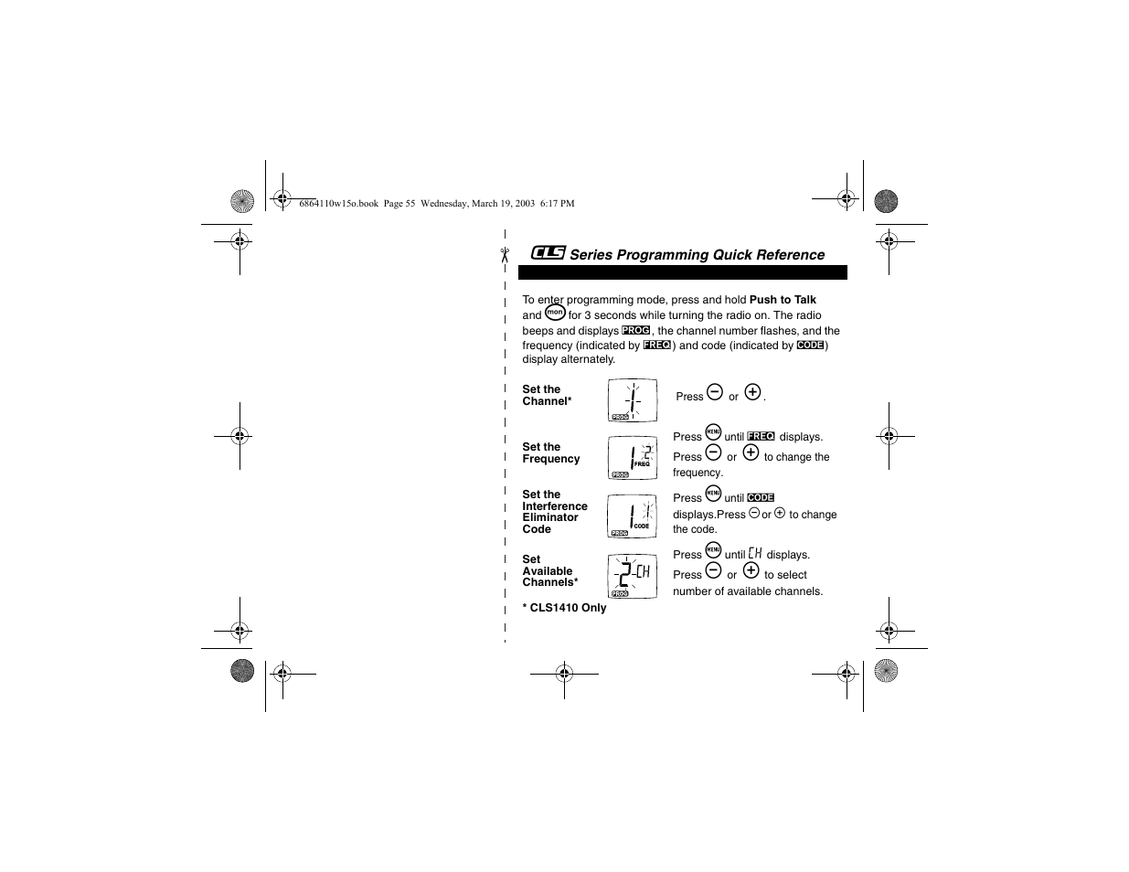 Motorola CLS SERIES CLS1410 User Manual | Page 57 / 60